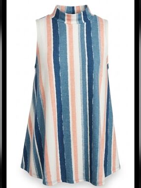 Say Anything Striped Mock Neck Tank Top - Size M